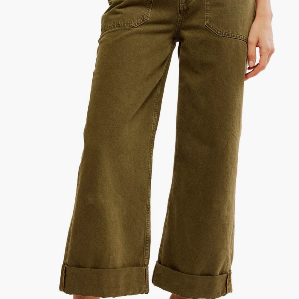 Free People Palmer cuffed jeans (olive)